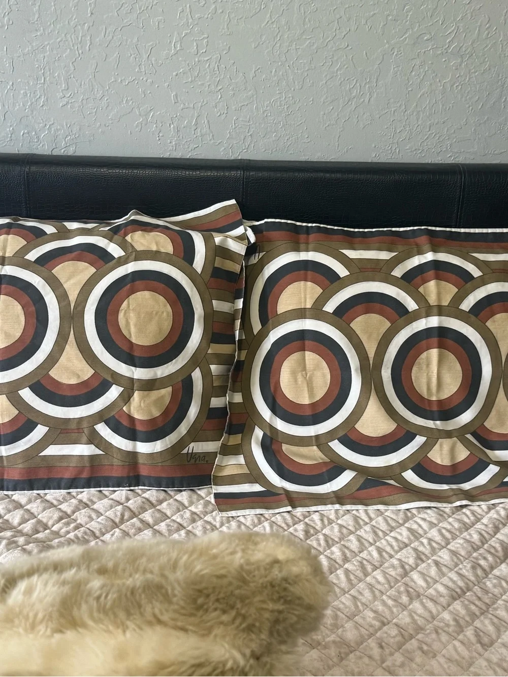 Vintage 1970s era mod design Vera brand drape set.